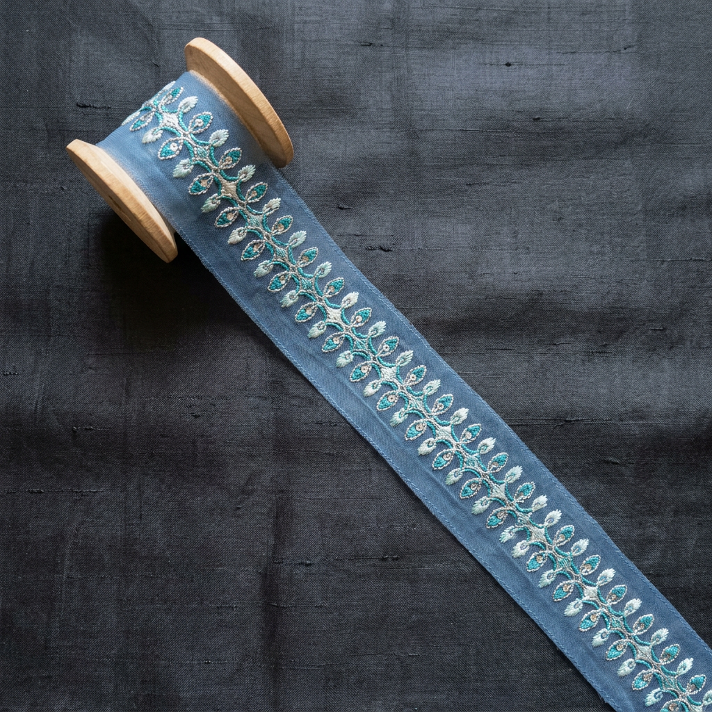 Blue Resham with Silver Zari Work