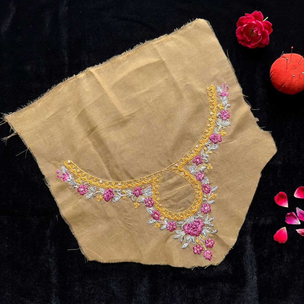 Mustard and Magenta Resham Embroidery
