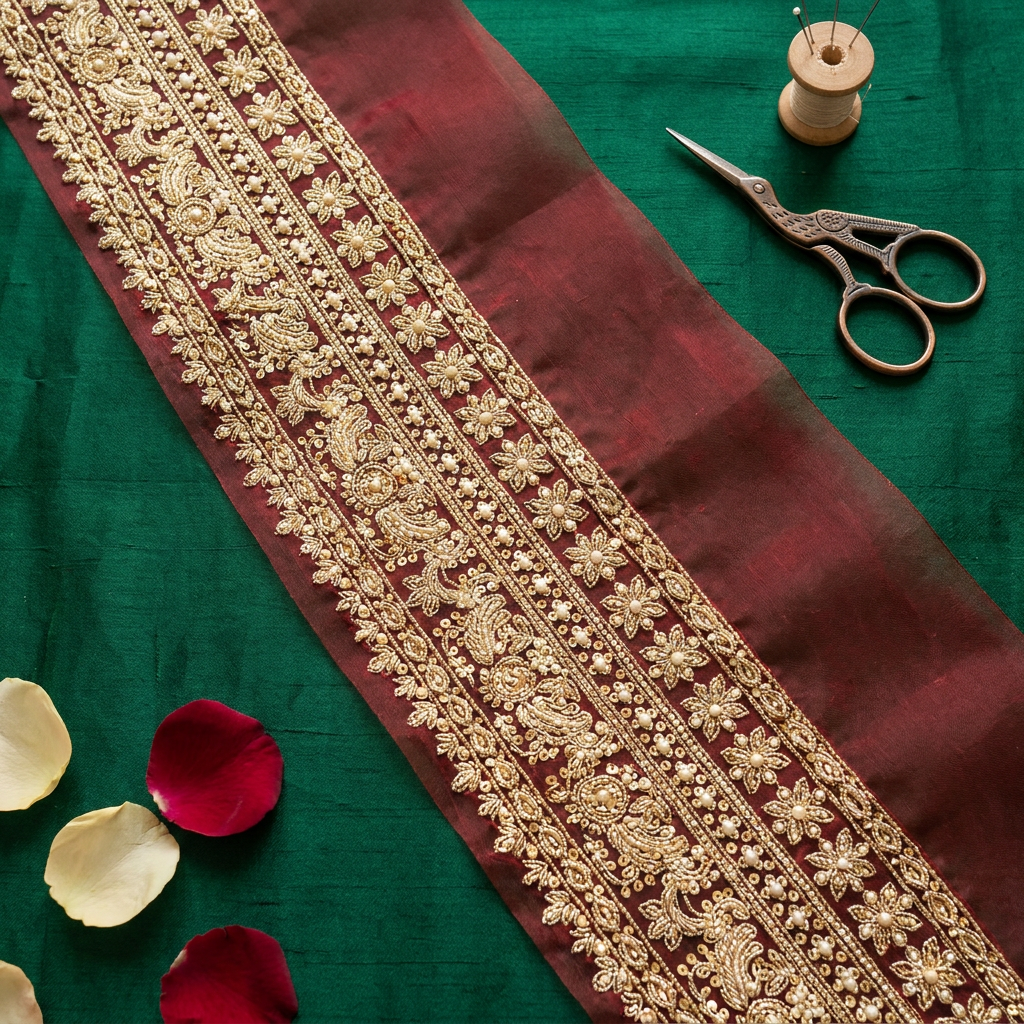 Red with Golden Zari and Sequin