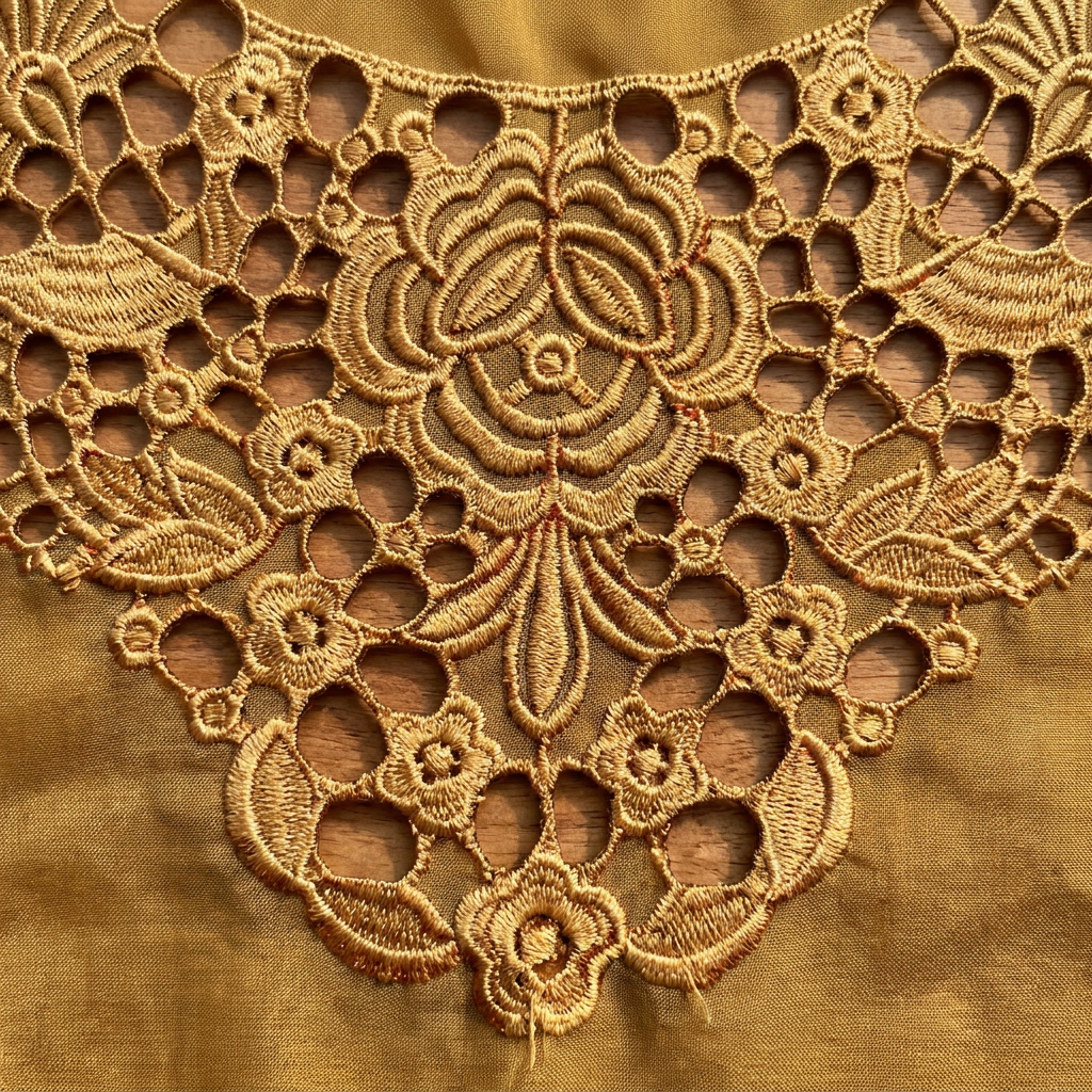 Mustard Cutwork Embroidery
