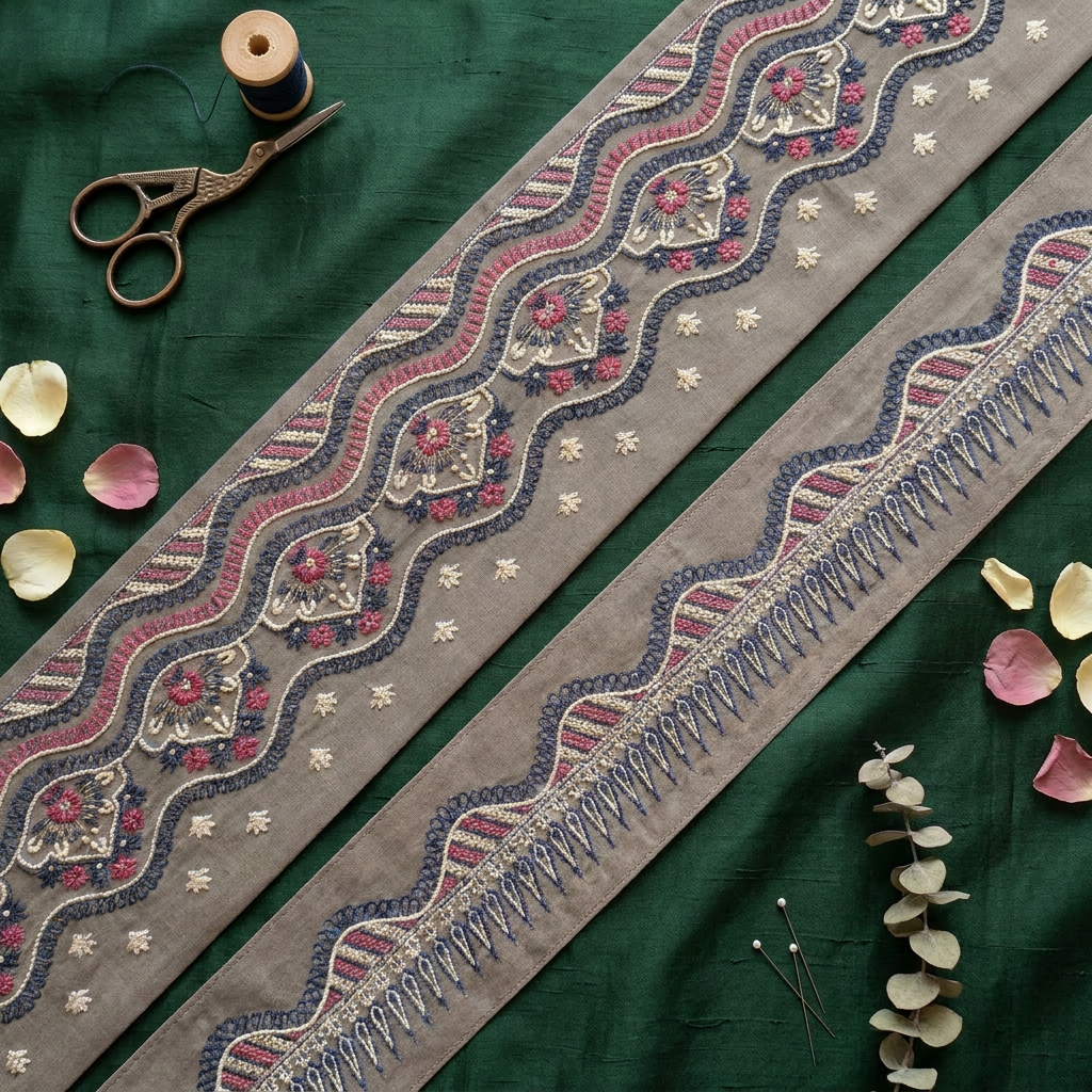 Navy Rose Scallop Design