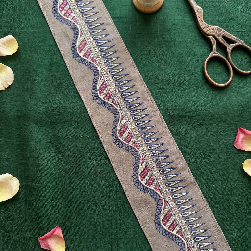 Navy Rose Scallop Design