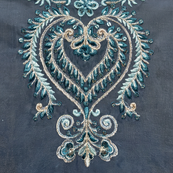 Blue Resham with Silver Zari Work