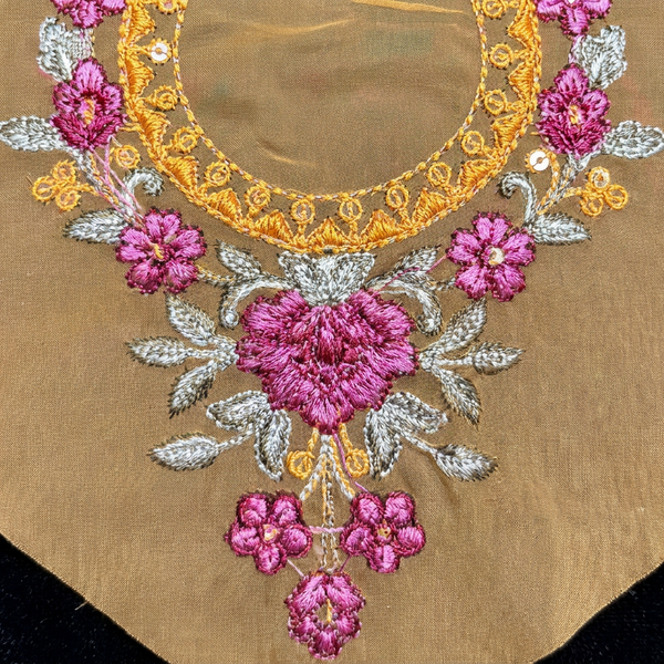 Mustard and Magenta Resham Embroidery