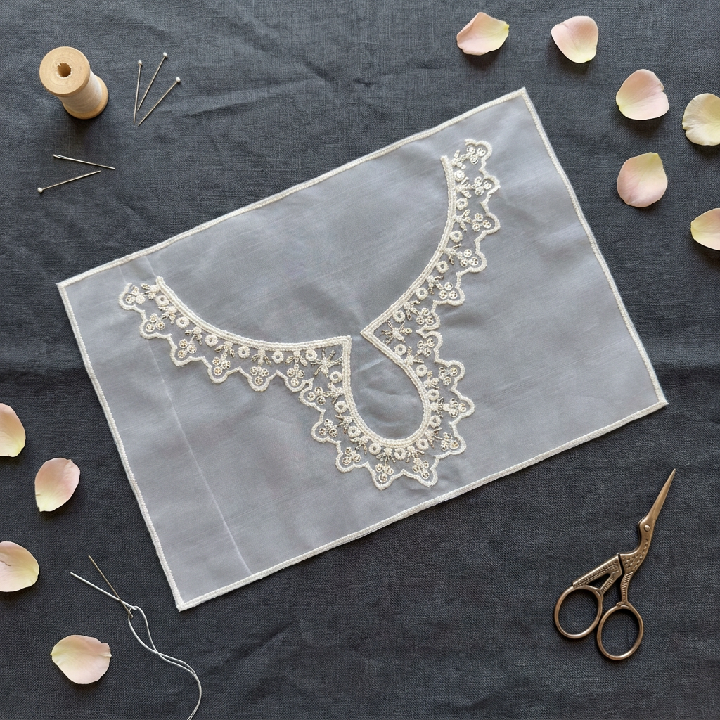 White Resham with Silver Sequin