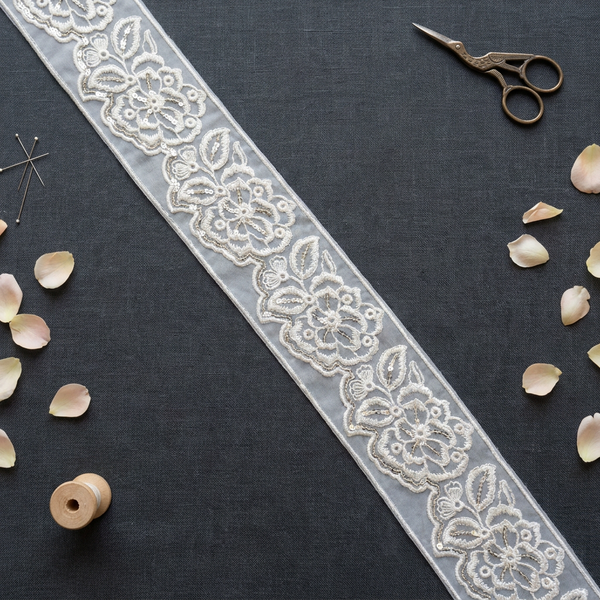 White Resham with Silver Sequin