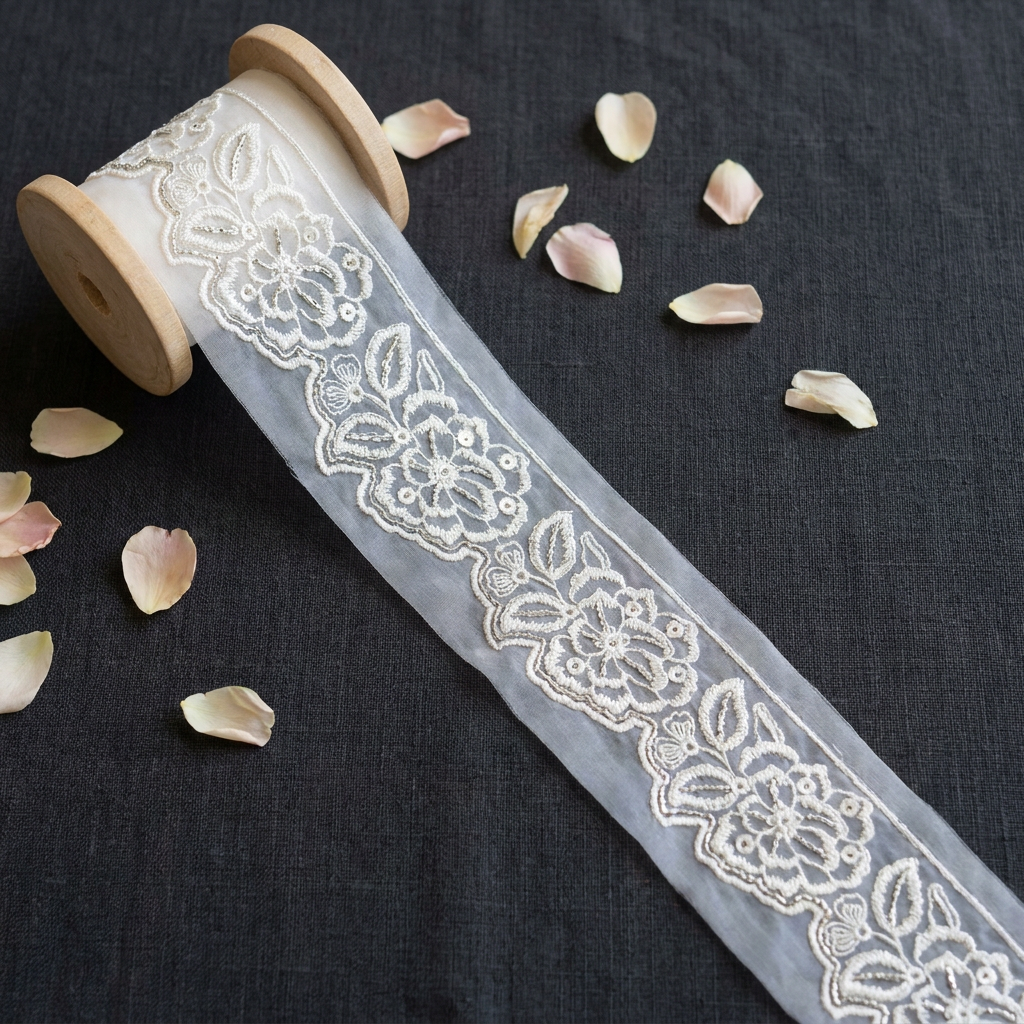 White Resham with Silver Sequin