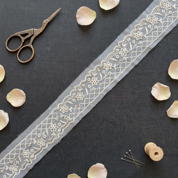 White Resham with Silver Sequin