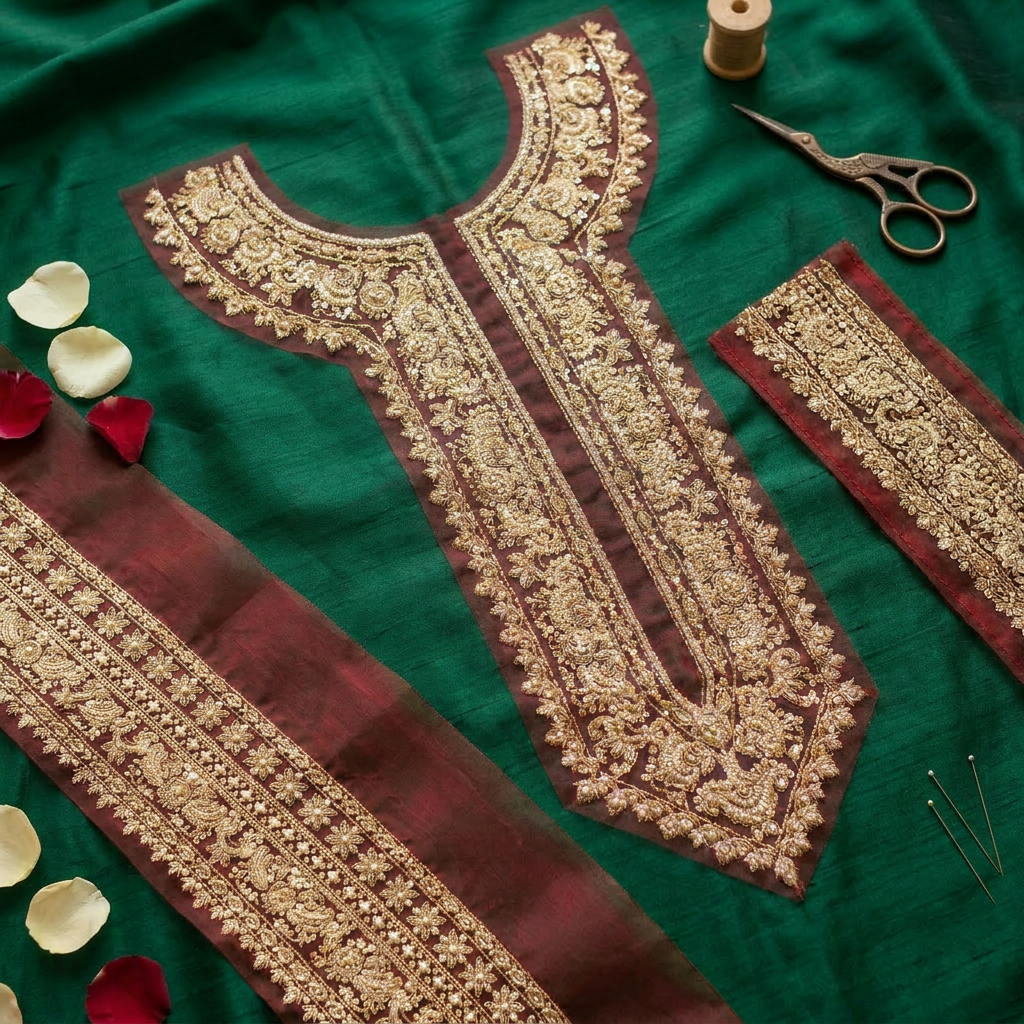 Red with Golden Zari and Sequin