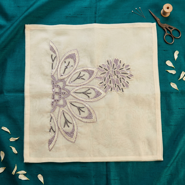 Cream and Lilac Cutwork Embroidery