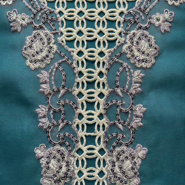 Cream and Lilac Cutwork Embroidery