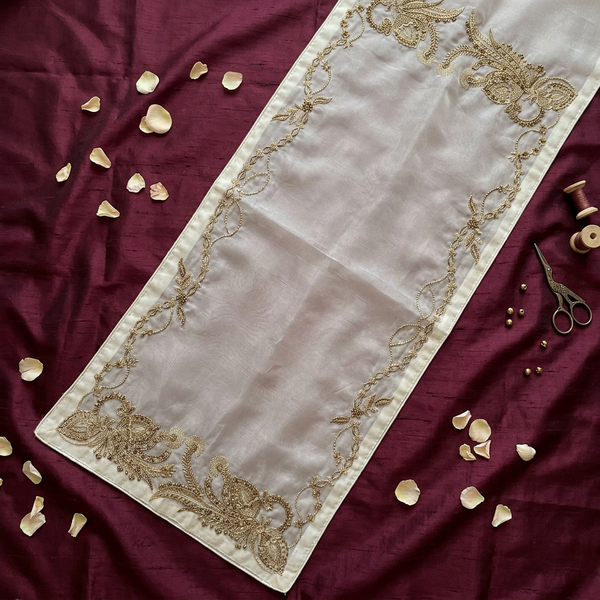 Mocha Beige Threadwork Embroidery
