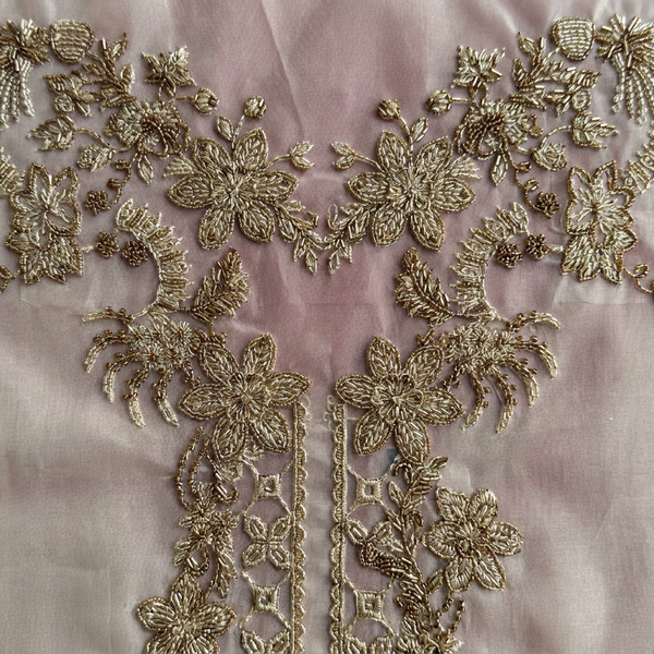 Mocha Beige Threadwork Embroidery