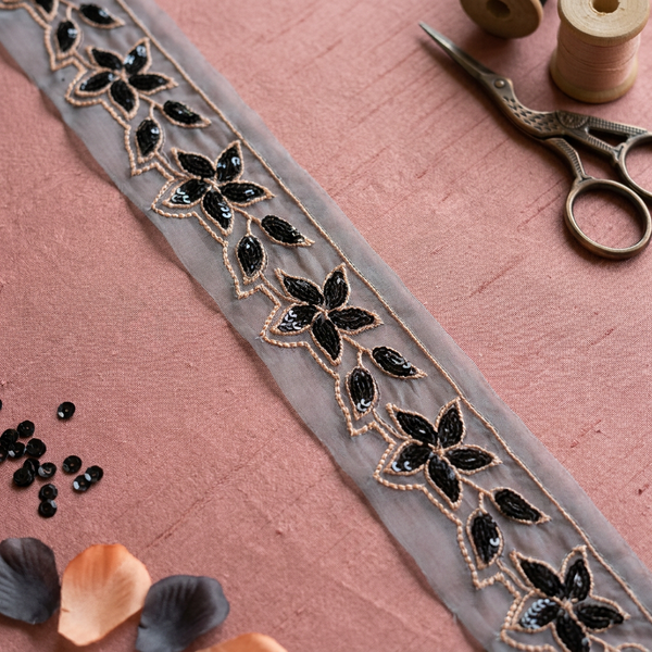 Black and Peach Sequin Filling Design