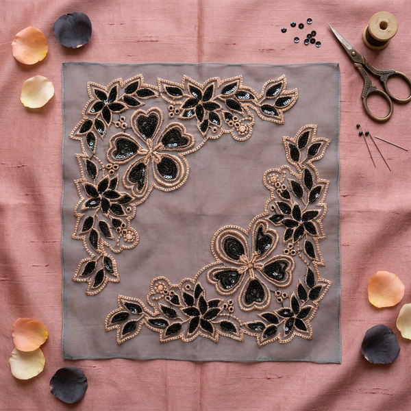 Black and Peach Sequin Filling Design