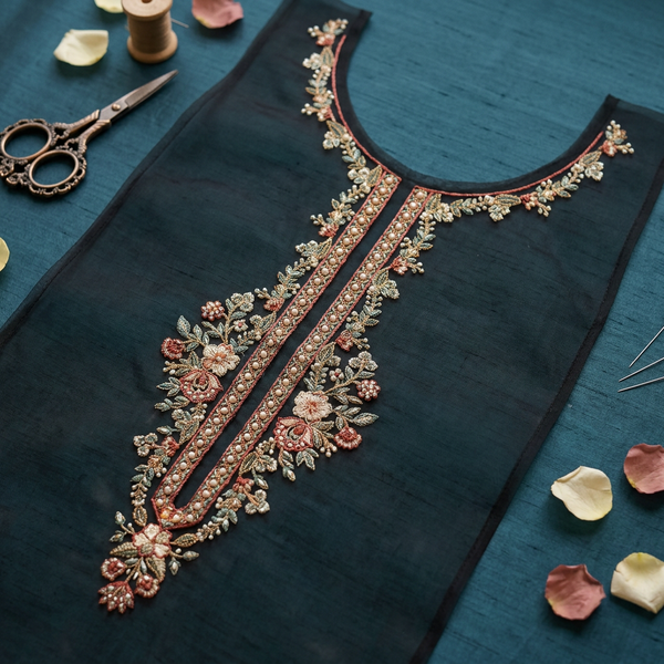 Multicolour Resham Boota Embroidery