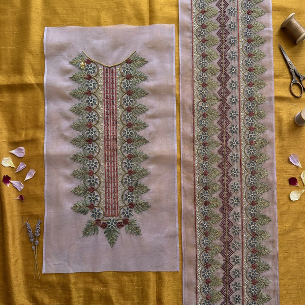 Purple Base Multicolor Zari Embroidery