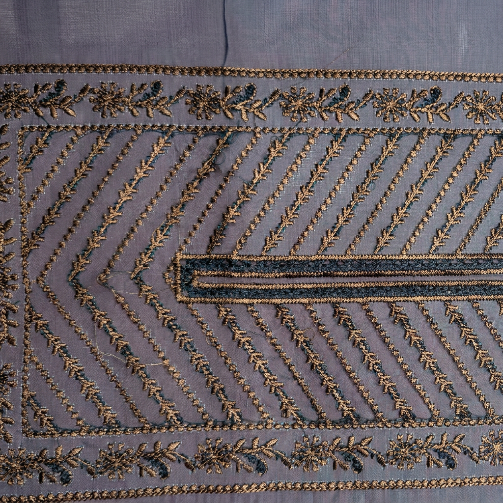 Navy Blue Base with Beige and Firozi Resham Embroidery
