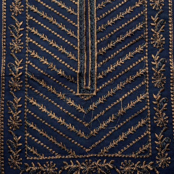 Navy Blue Base with Beige and Firozi Resham Embroidery