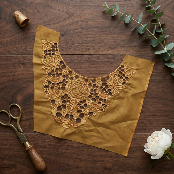 Mustard Cutwork Embroidery