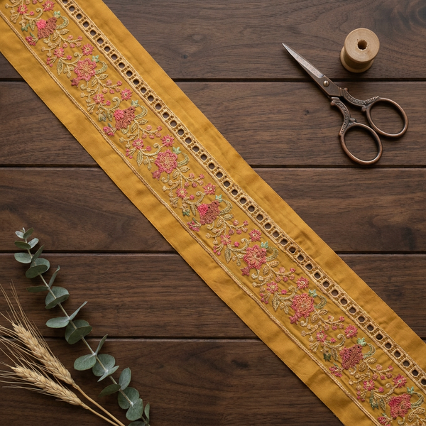 Mustard Cutwork Embroidery