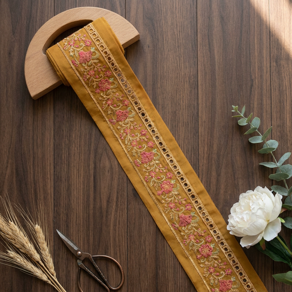 Mustard Cutwork Embroidery
