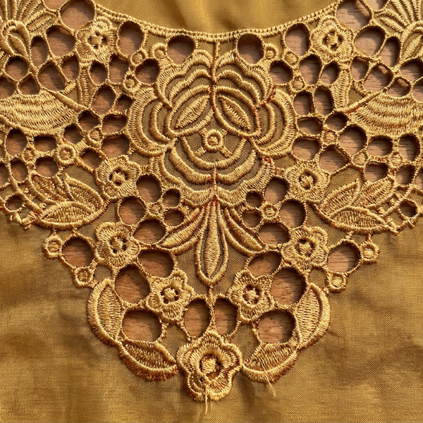Mustard Cutwork Embroidery