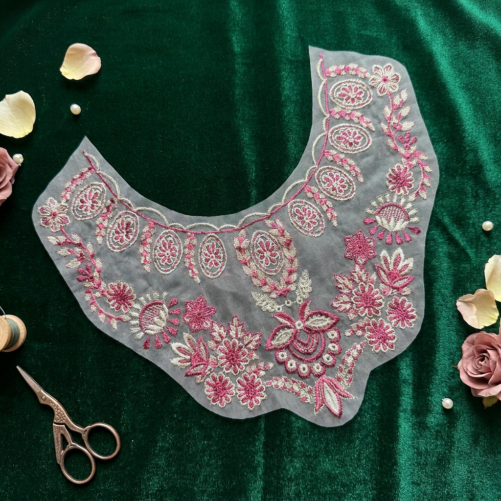 Pink Floral Neckline