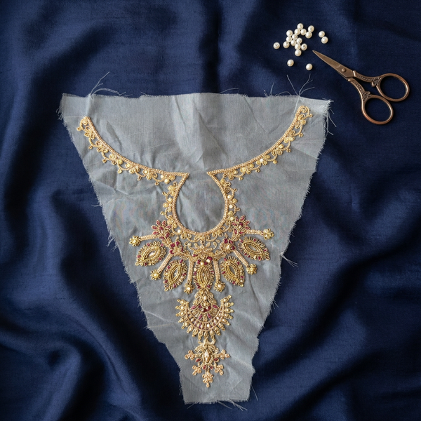 Yellow Gold Zari and Sequin Work