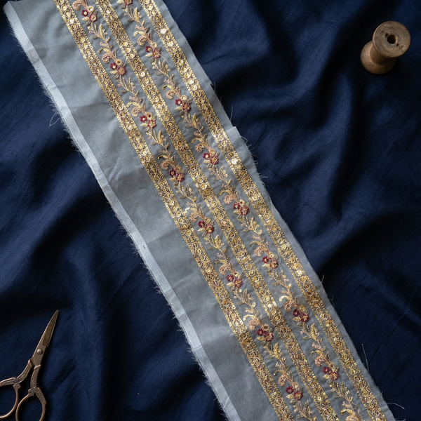 Yellow Gold Zari and Sequin Work