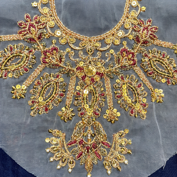 Yellow Gold Zari and Sequin Work